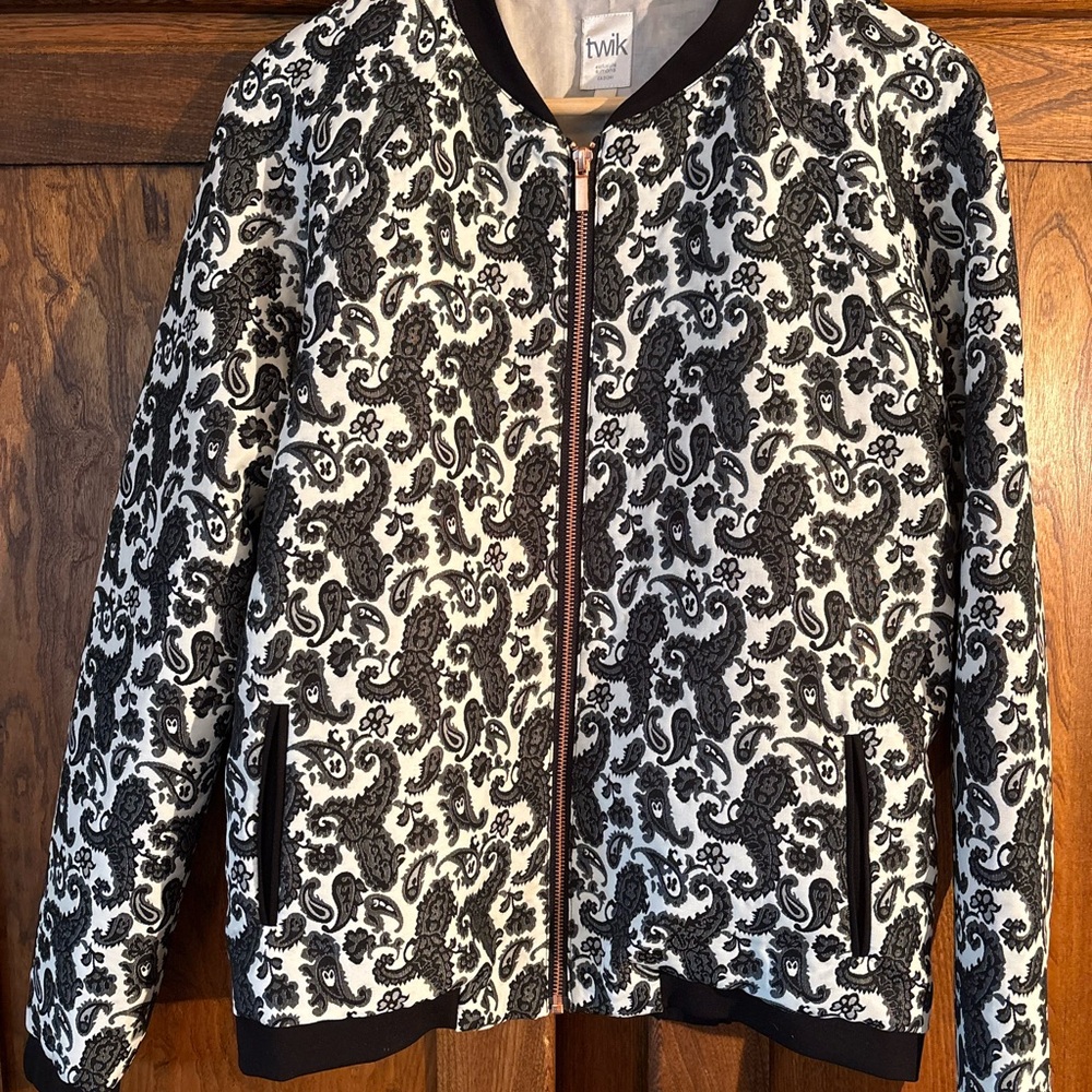 Twik Monochrome Paisley Bomber Jacket